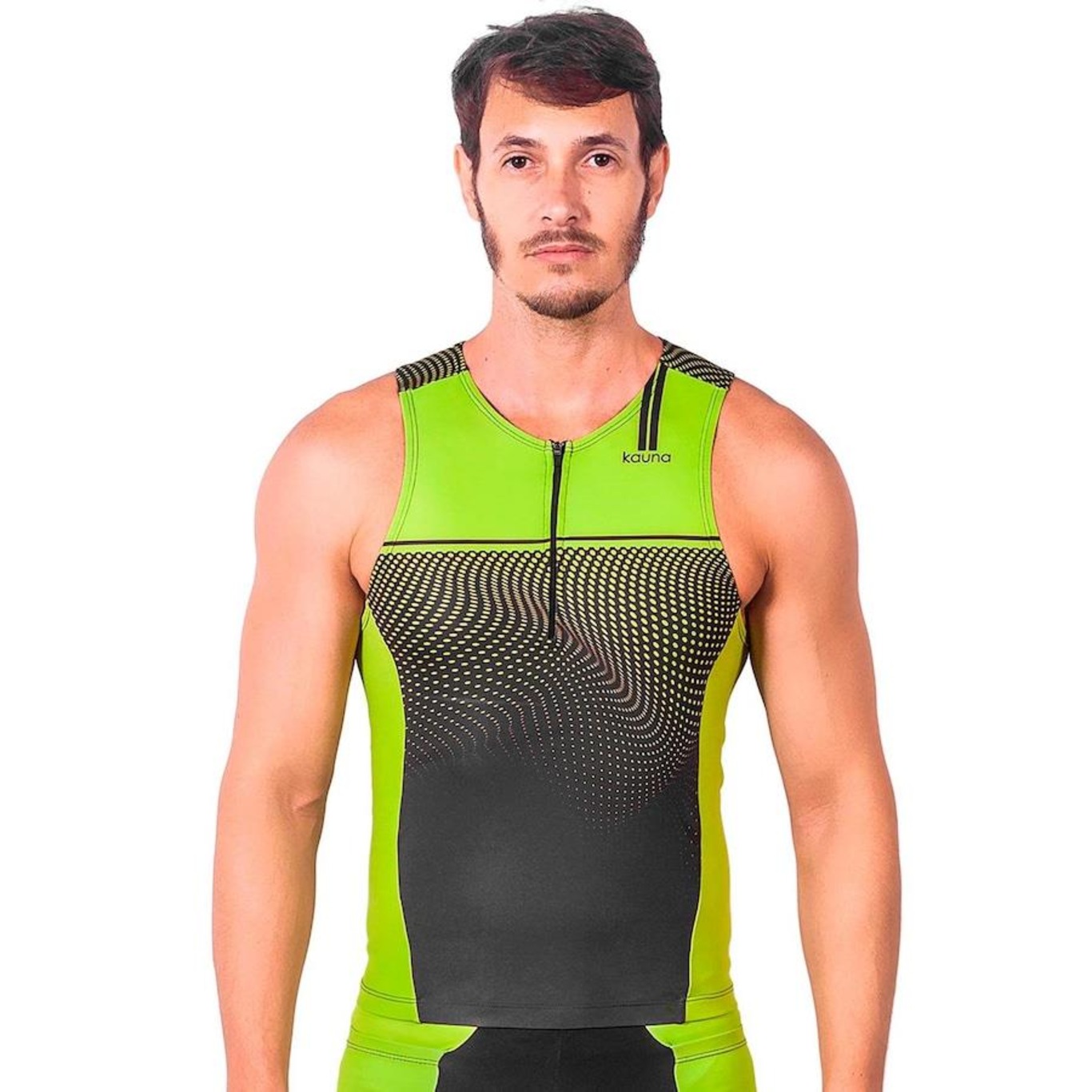 Camisa Kauna sem Mangas Triathlon Elite Fluor Power Proteção UV50+ - Masculina - Foto 1