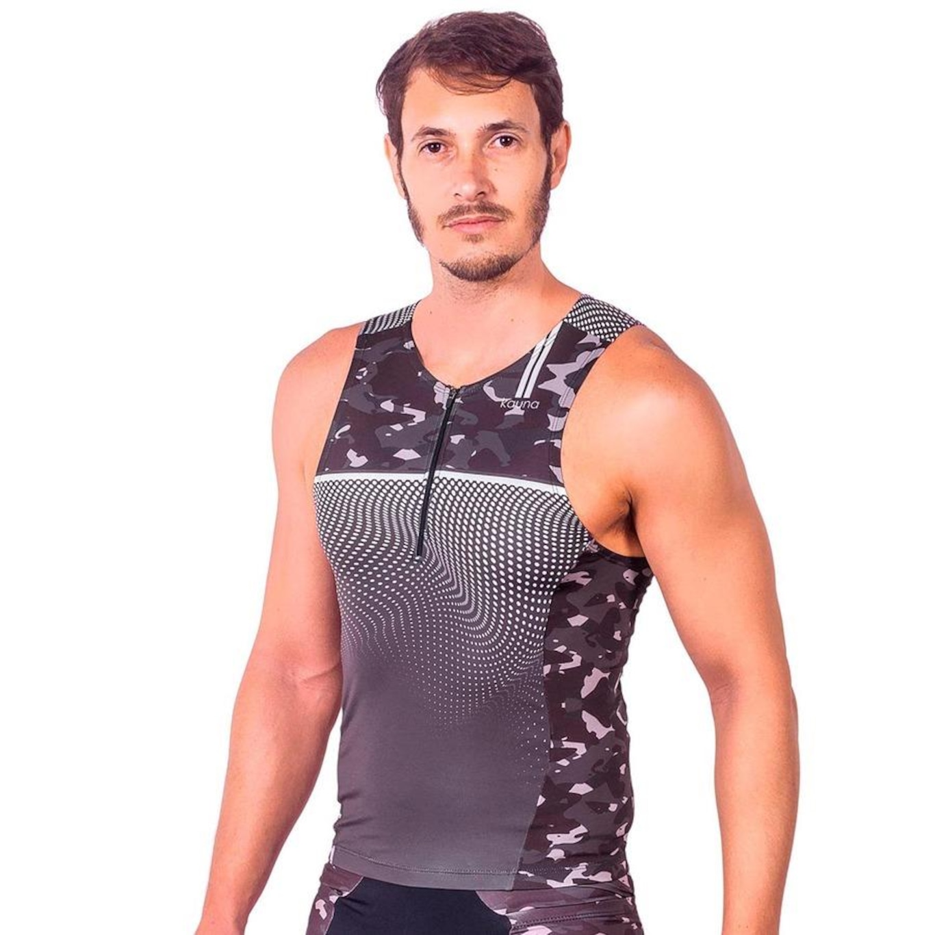 Camisa Kauna sem Mangas Triathlon Elite Camuflado Proteção UV50+ - Masculina - Foto 3