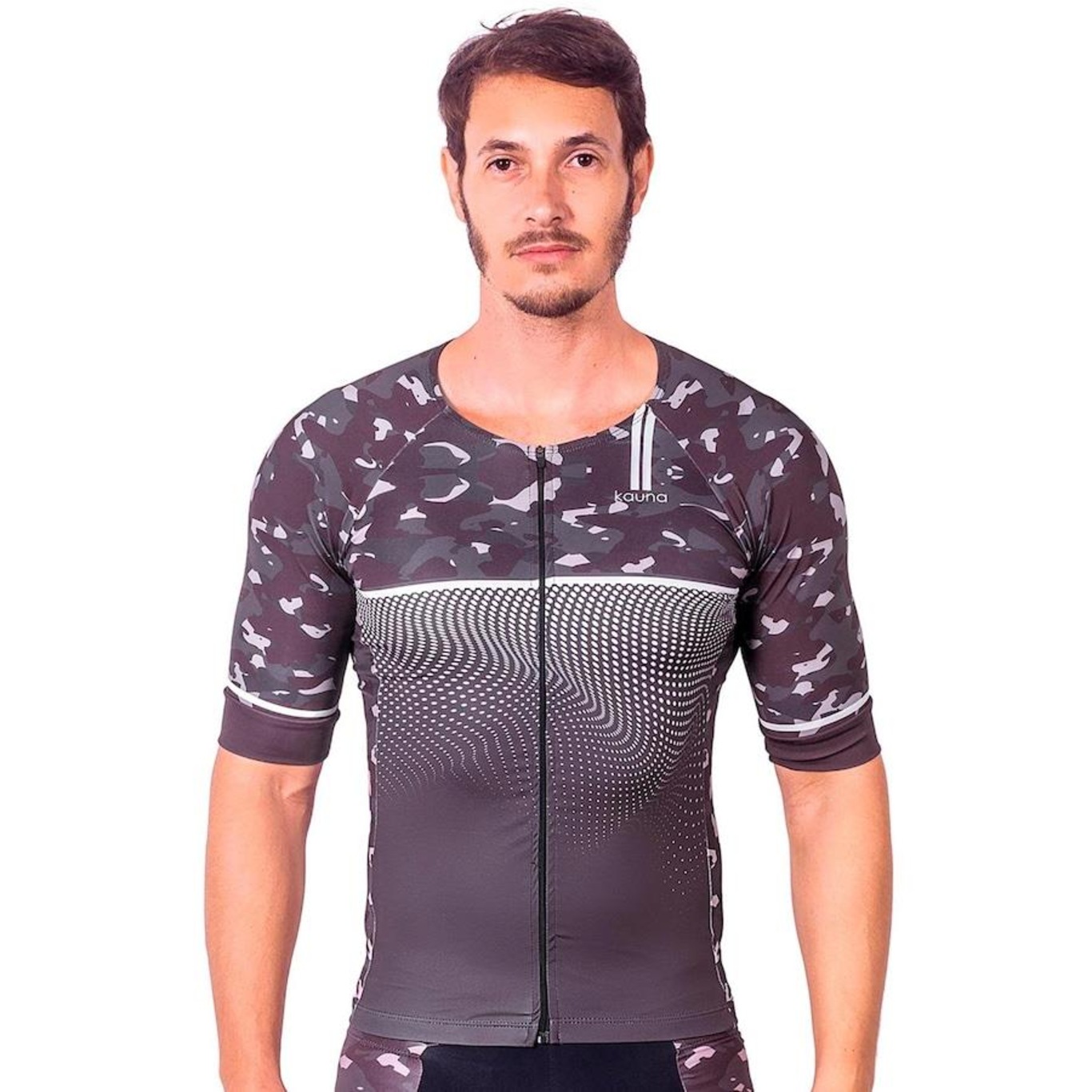 Camisa Kauna com Mangas Triathlon Elite Camuflado Proteção UV50+ - Masculina - Foto 1