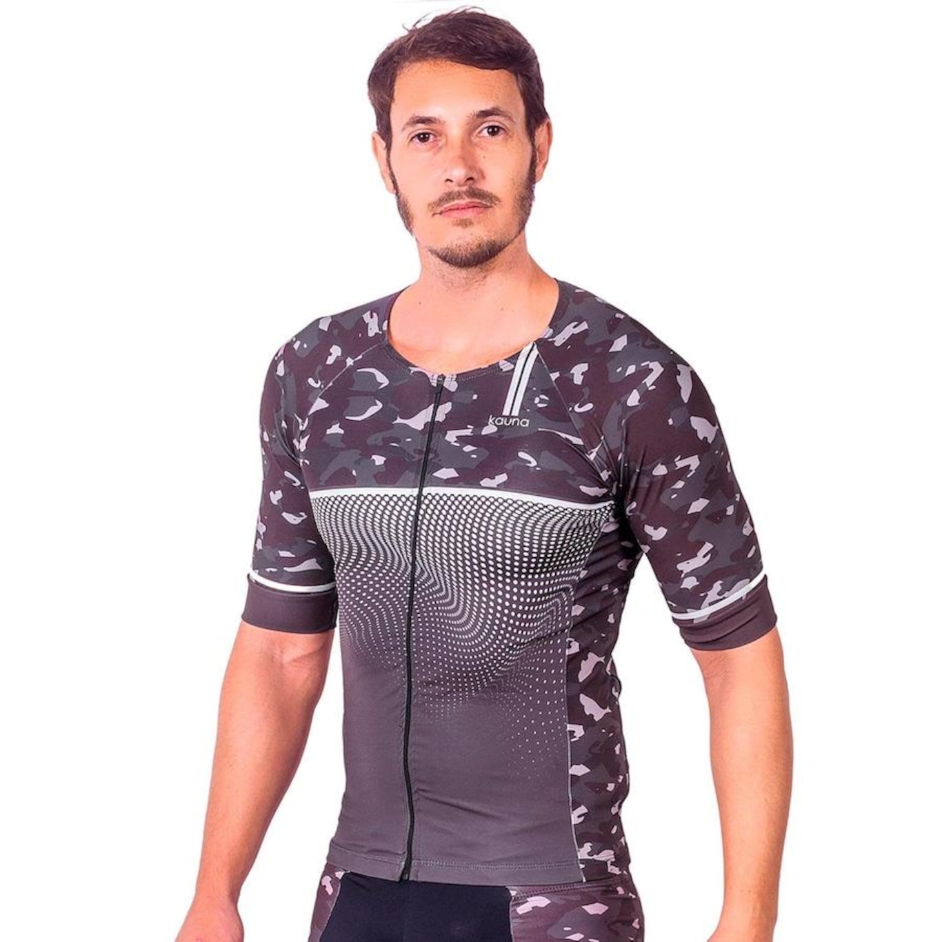 Camisa Kauna com Mangas Triathlon Elite Camuflado Proteção UV50+ - Masculina - Foto 3