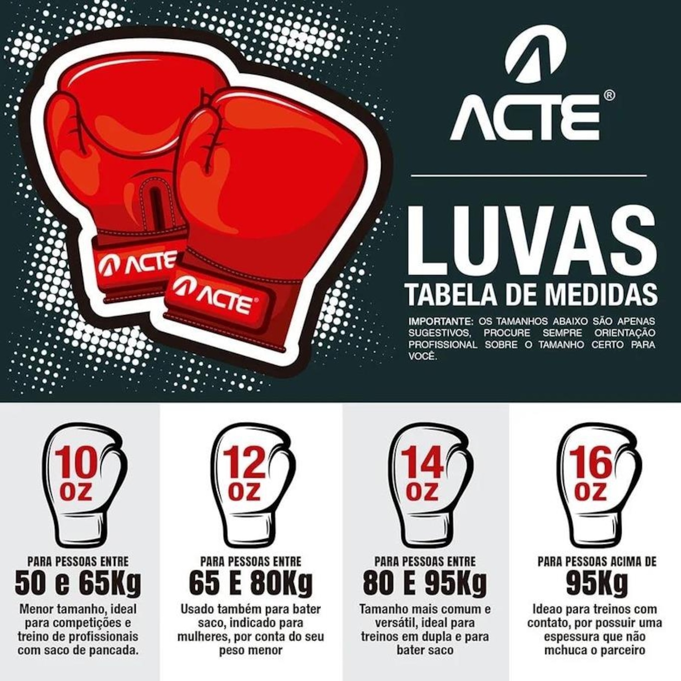 Luvas de Boxe e Muay Thai Acte Sports Mod.P10 - Foto 6