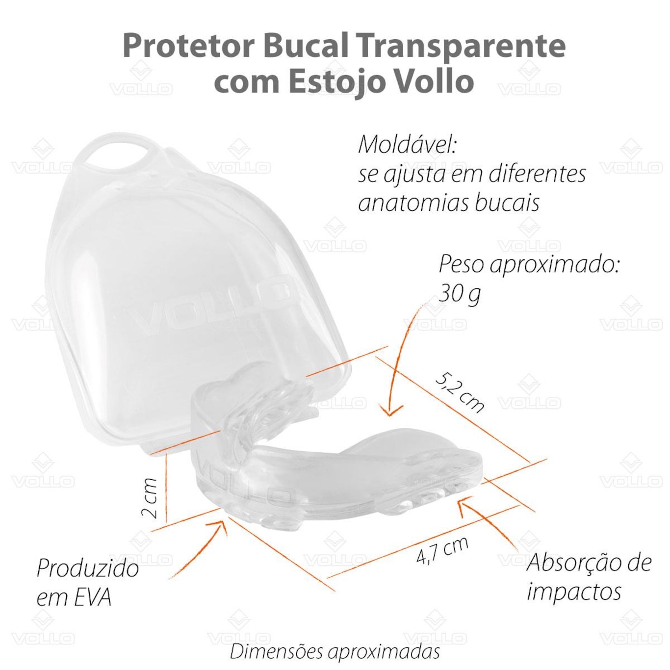 Protetor Bucal Vollo Transparente com Estojo - Foto 3