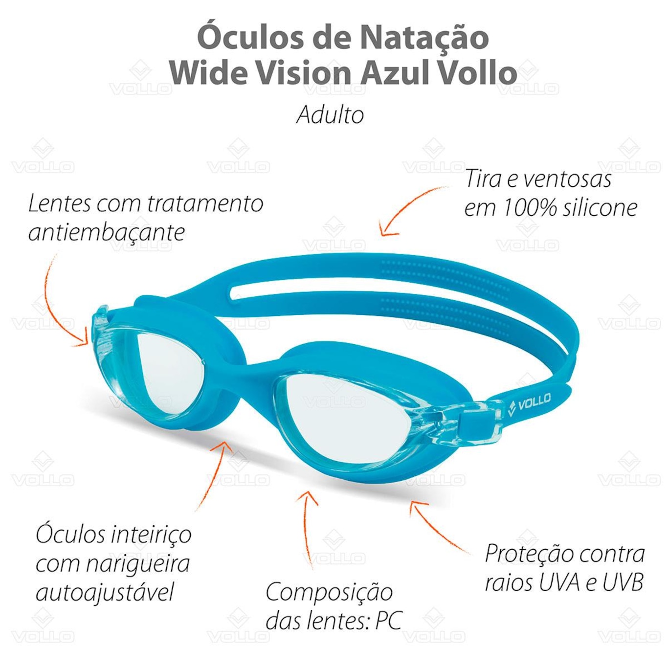 Óculos de Natação Vollo Wide Vision - Adulto - Foto 5