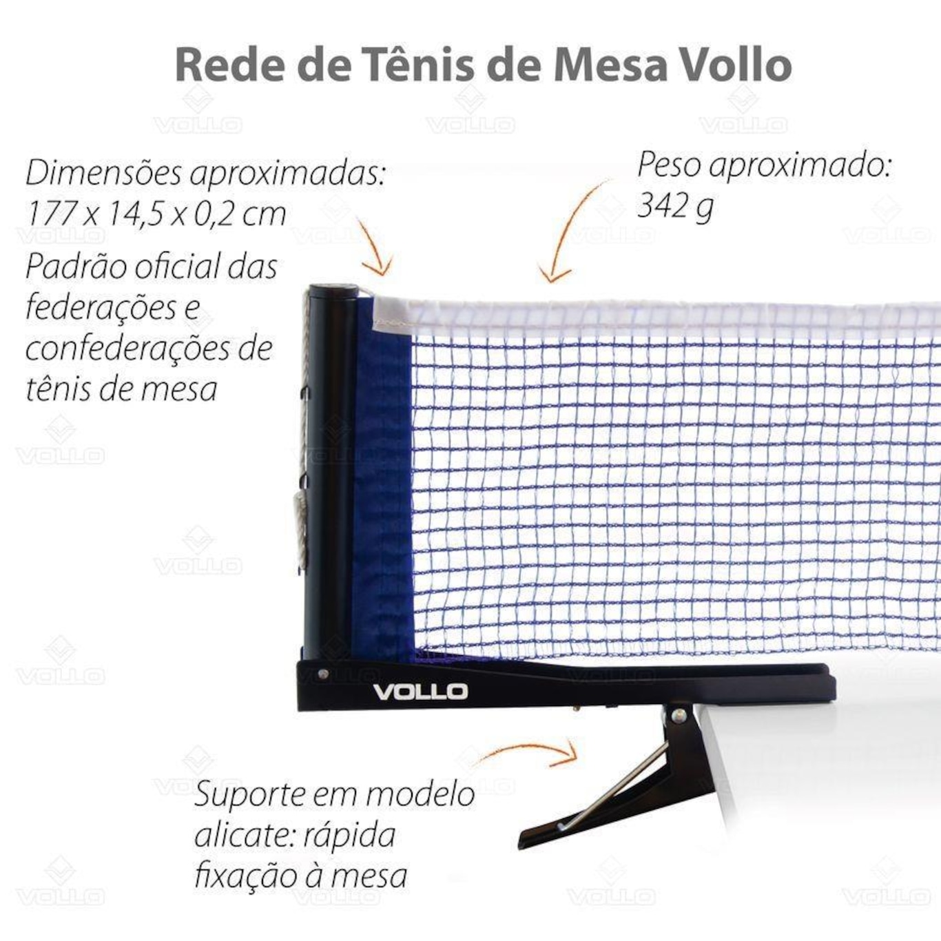 Rede de Tênis de Mesa Vollo com Suporte Alicate - Foto 3