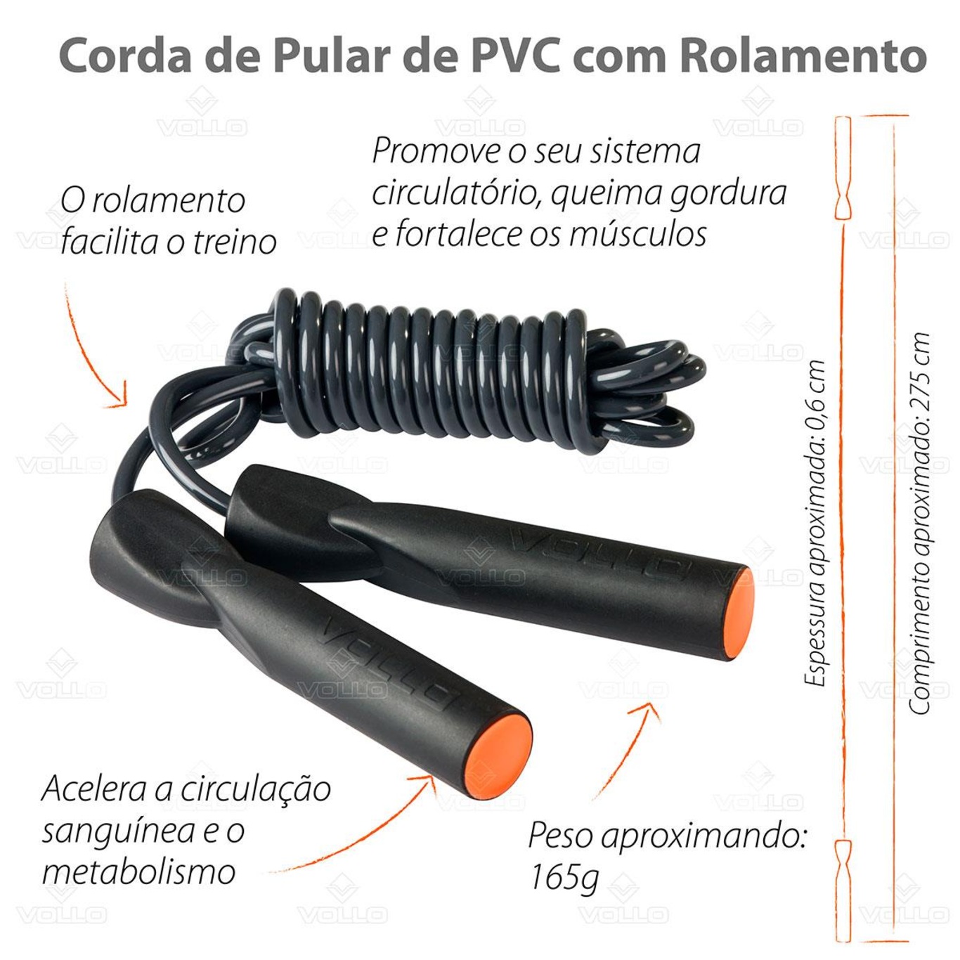 Corda de Pular Vollo de PVC com Rolamento - 2,75 Metros - Foto 4