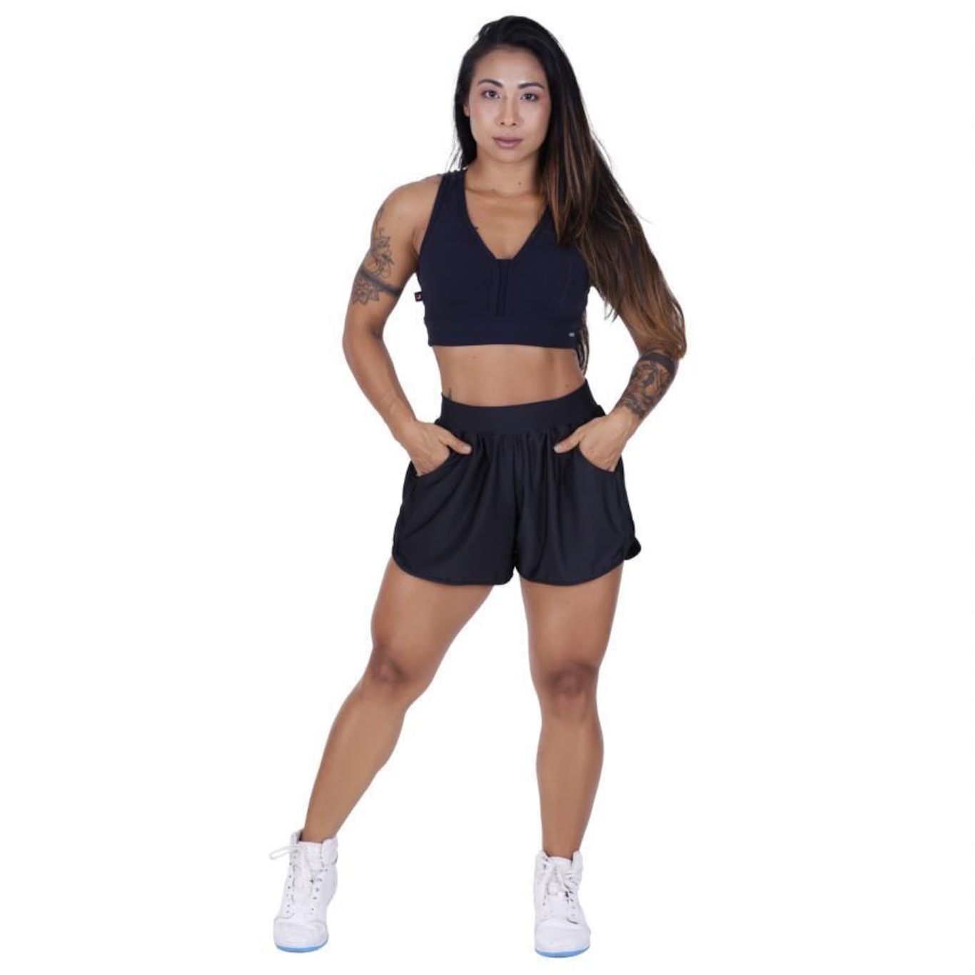 Short Orbis Fitness Casual Corrida Bolso Lateral Suplex Light Orbis - Feminino - Foto 2