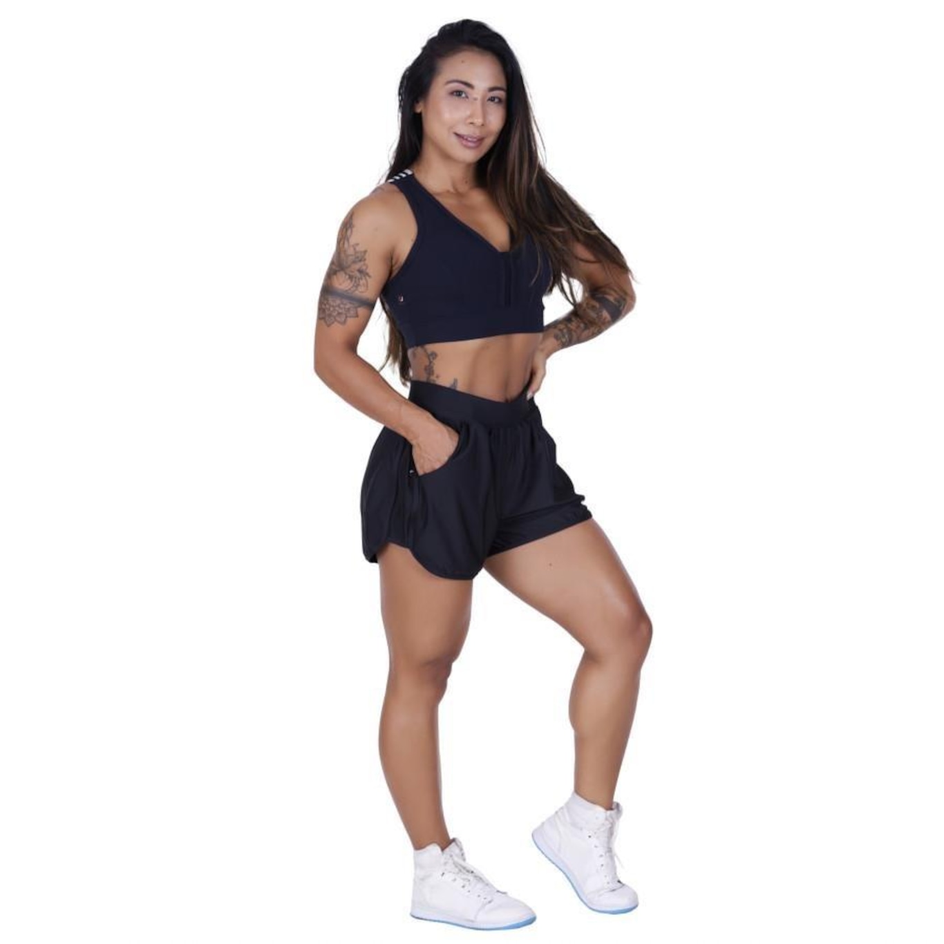 Short Orbis Fitness Casual Corrida Bolso Lateral Suplex Light Orbis - Feminino - Foto 4