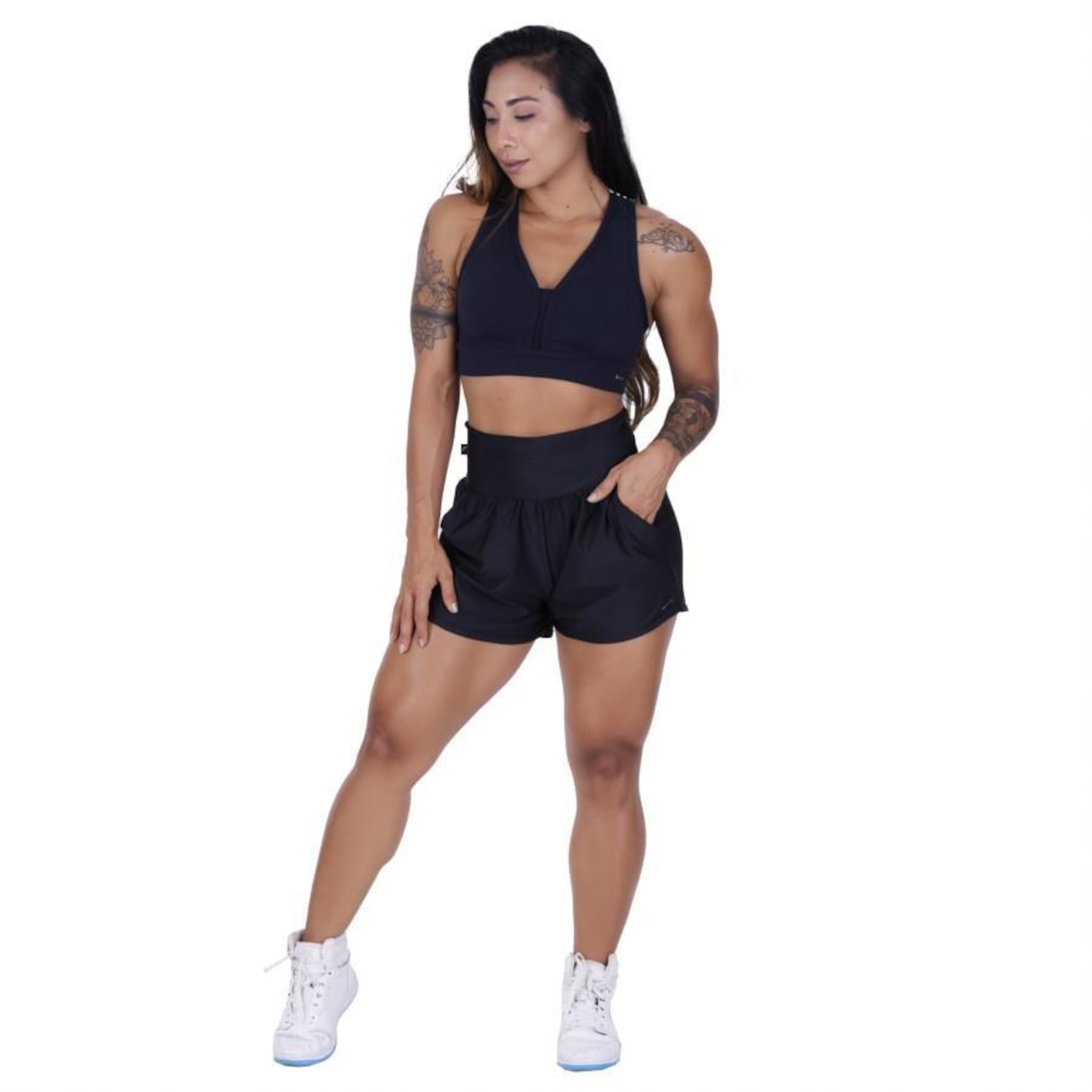 Short Orbis Fitness Curto com Bolsos Cós Alto e Elástico - Feminino - Foto 2