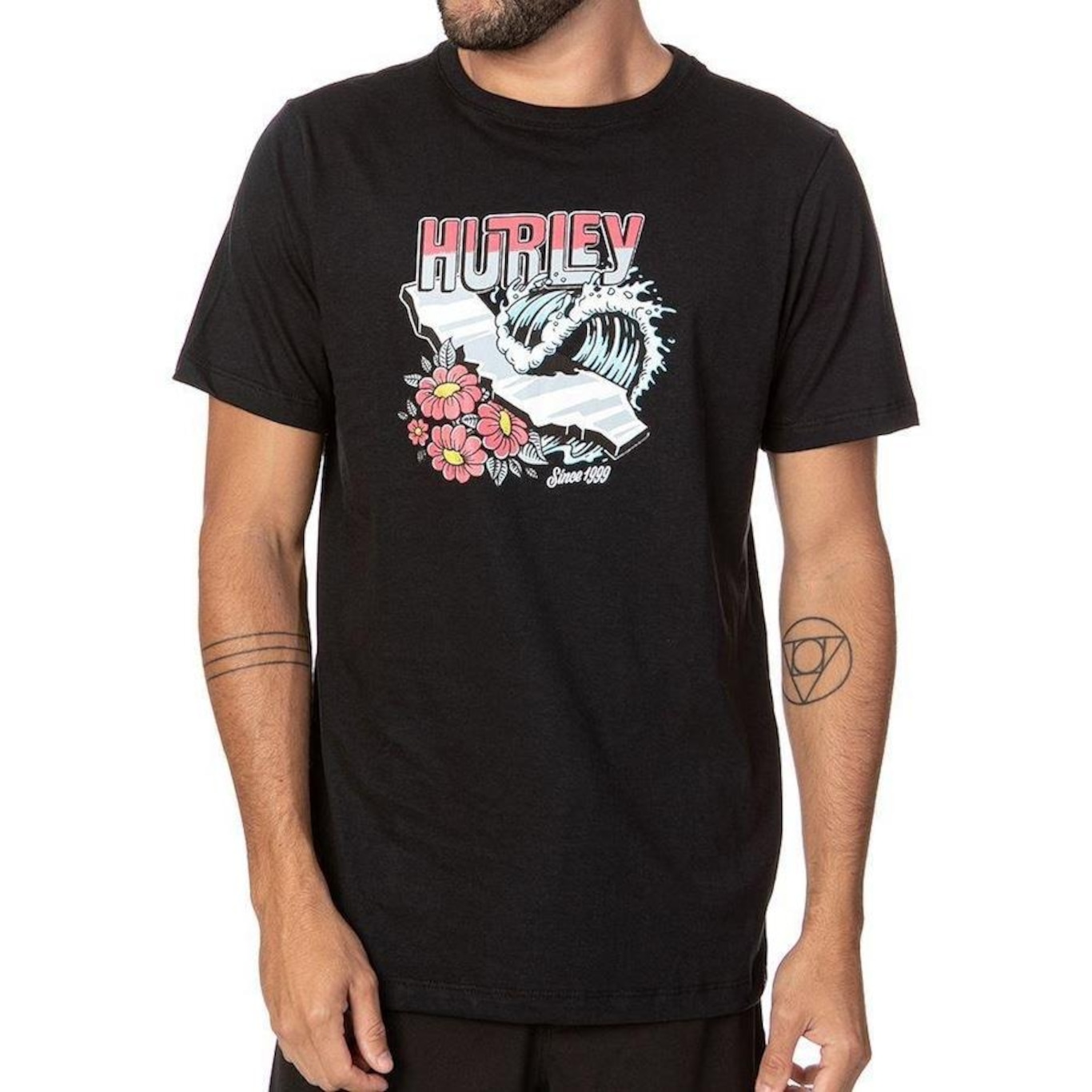 Camiseta Hurley Floral Wave - Masculina - Foto 1