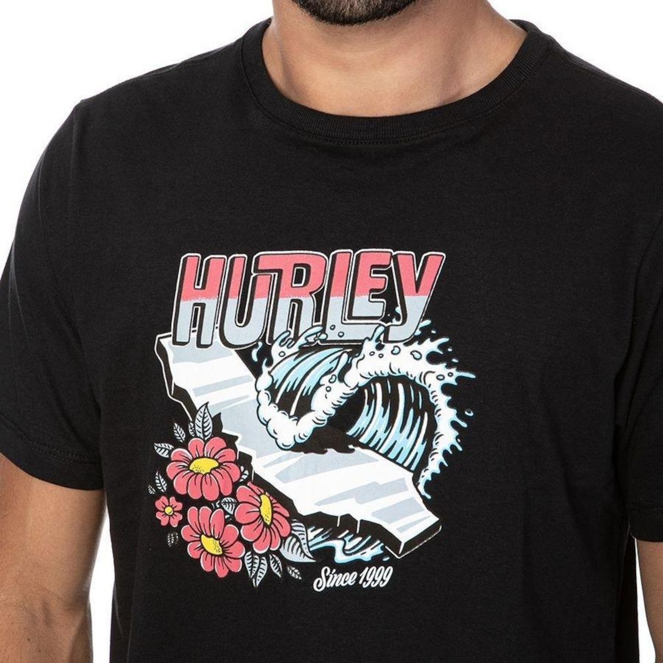 Camiseta Hurley Floral Wave - Masculina - Foto 4