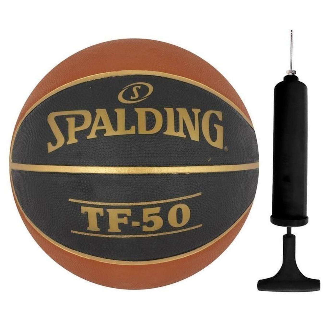 Bola Basquete Spalding Tf-50 Tamanho 7 E Bomba De Encher