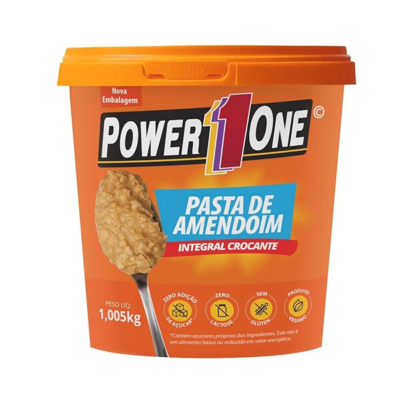 Pasta de Amendoim Power One Integral Crocante - 1kg - Foto 1