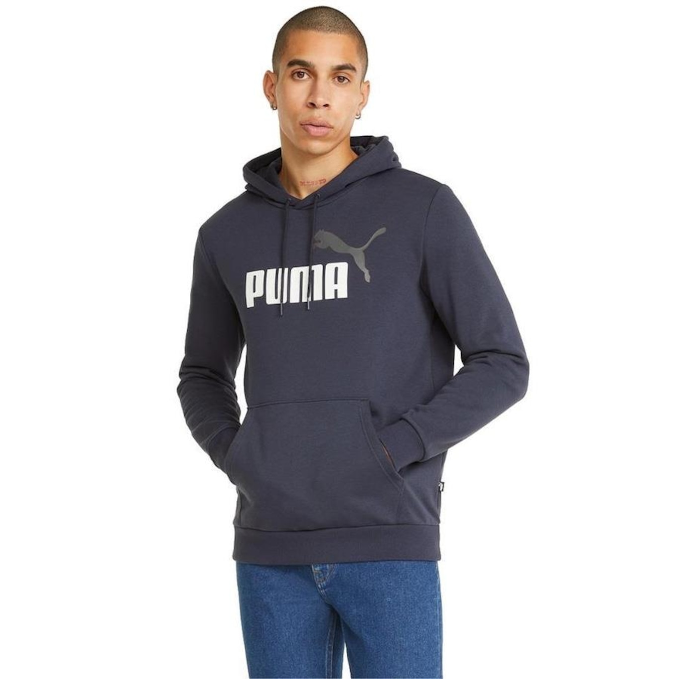 Blusão de Moletom Puma Essentials Plus Two-Tone Big Logo - Masculino - Foto 3