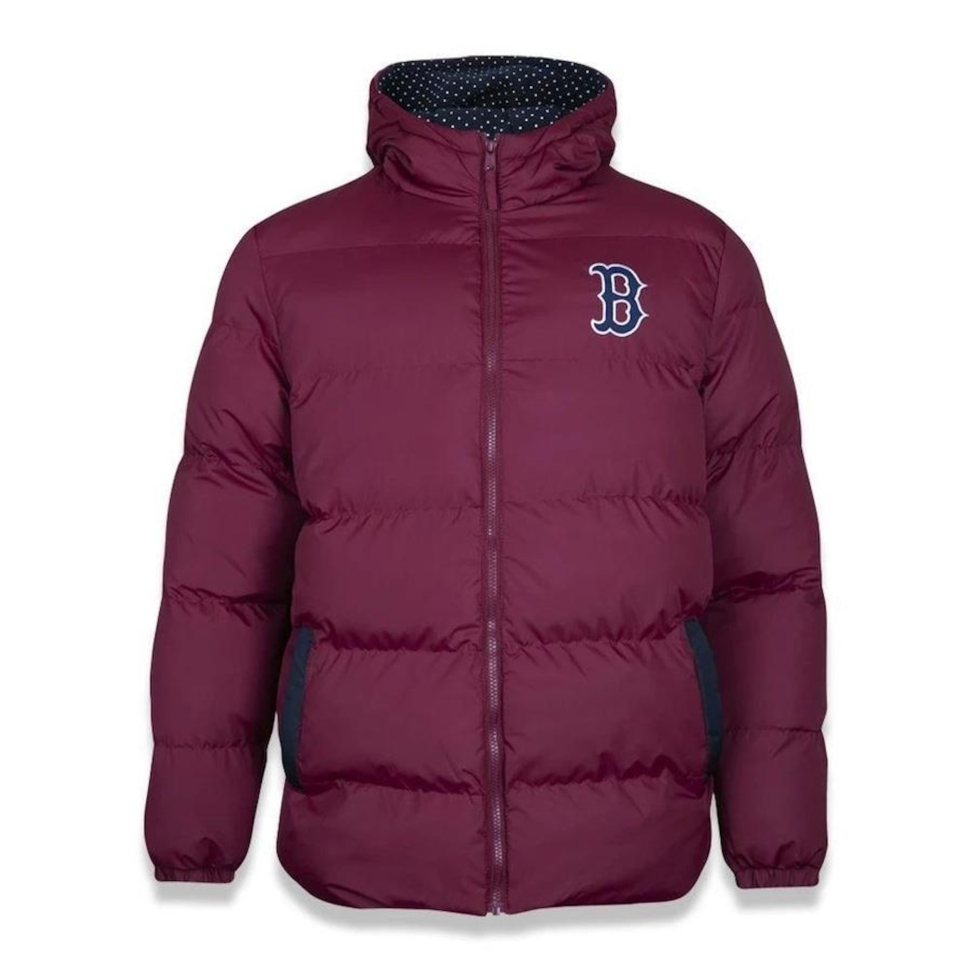 Jaqueta Puffer com Capuz  New Era MLB Boston Red Sox Modern Classic Mininal - Masculina - Foto 1