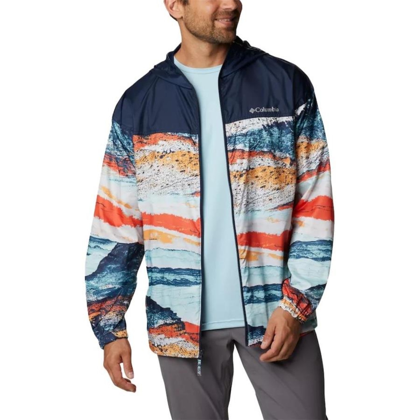 Jaqueta com Capuz Columbia Flash Challenger Novelty Windbreaker  - Masculino - Foto 1