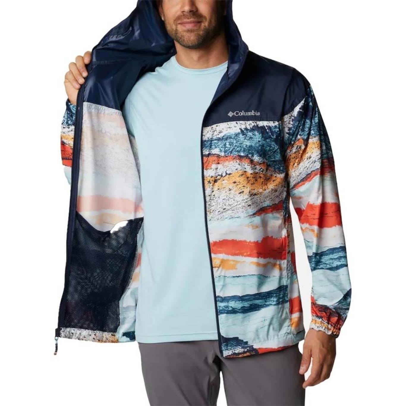 Jaqueta com Capuz Columbia Flash Challenger Novelty Windbreaker  - Masculino - Foto 3