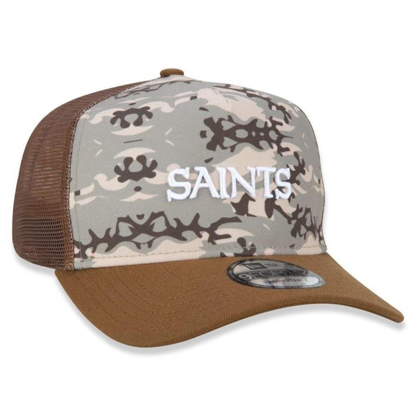 Boné Aba Curva New Era New Orleans Saints 940 AFrame Neutral Wild Camo - Snapback - Adulto - Foto 4