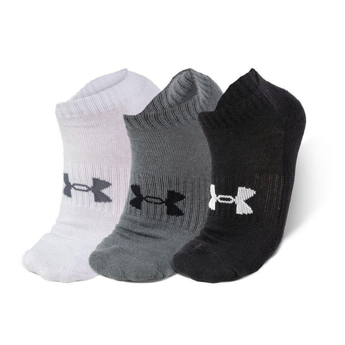 kit Meias Under Armour Cano Curto Core Cotton - 3 Pares - Unissex - Foto 1