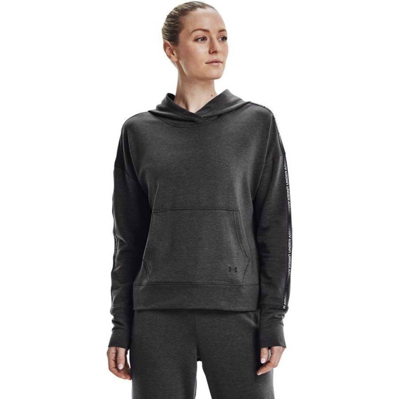 Blusão de Moletom com Capuz Under Armour Rival Terry Taped Hoodie - Feminino - Foto 1