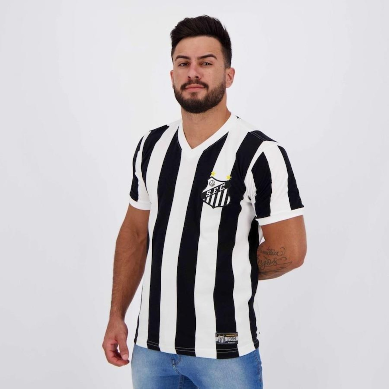 Camisa do Santos Retrô 1984 Listrada - Masculina - Foto 2