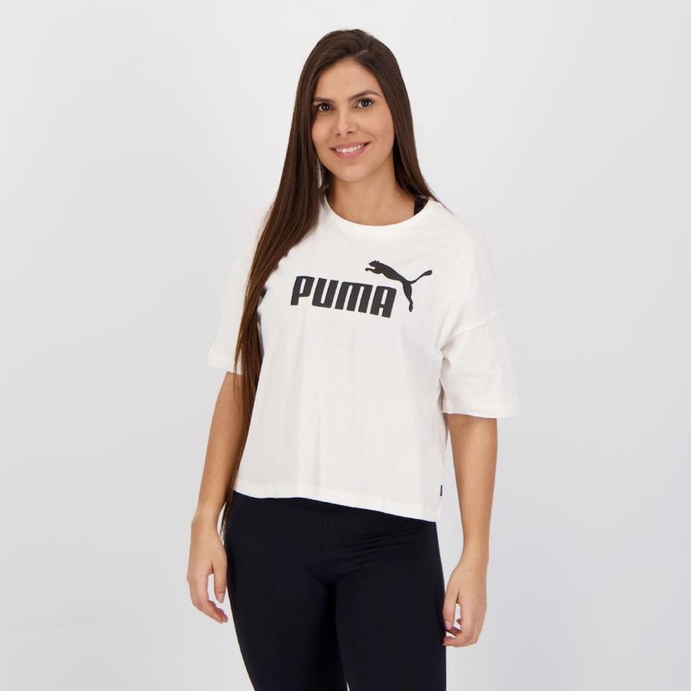 Camiseta Cropped Puma Ess Logo - Feminina - Foto 1