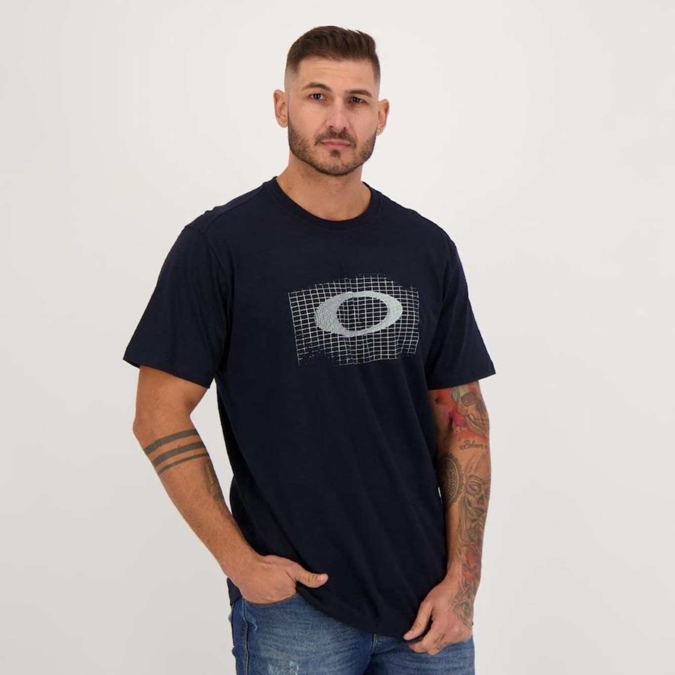 Camiseta Oakley Hexagonal Tee Estampada Masculina - Branco