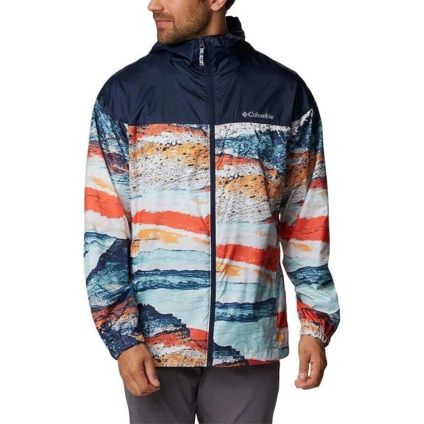 Jaqueta com Capuz Columbia Flash Challenger Novelty Windbreaker - Masculina - Foto 5