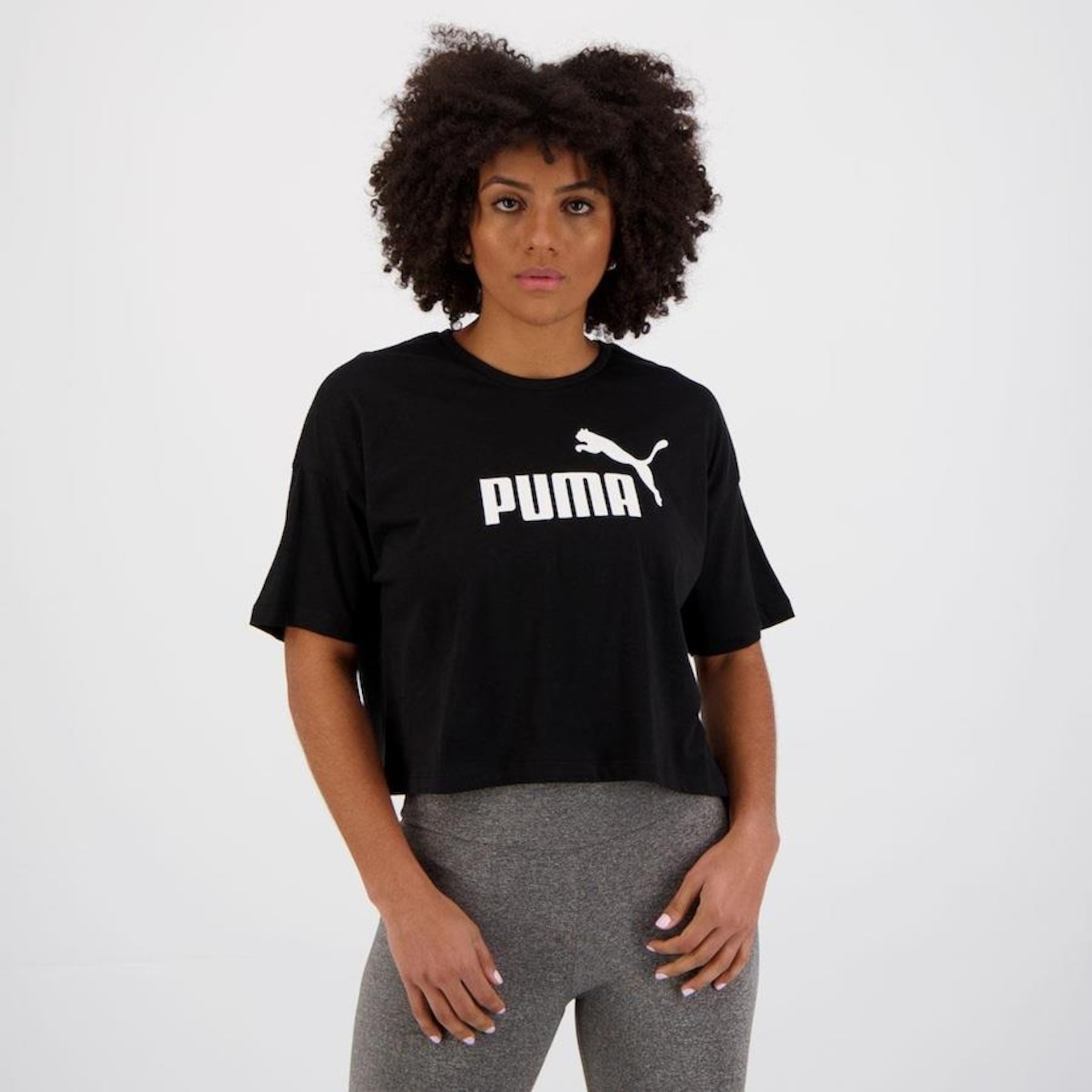 Camiseta Cropped Puma Ess Logo - Feminina - Foto 1