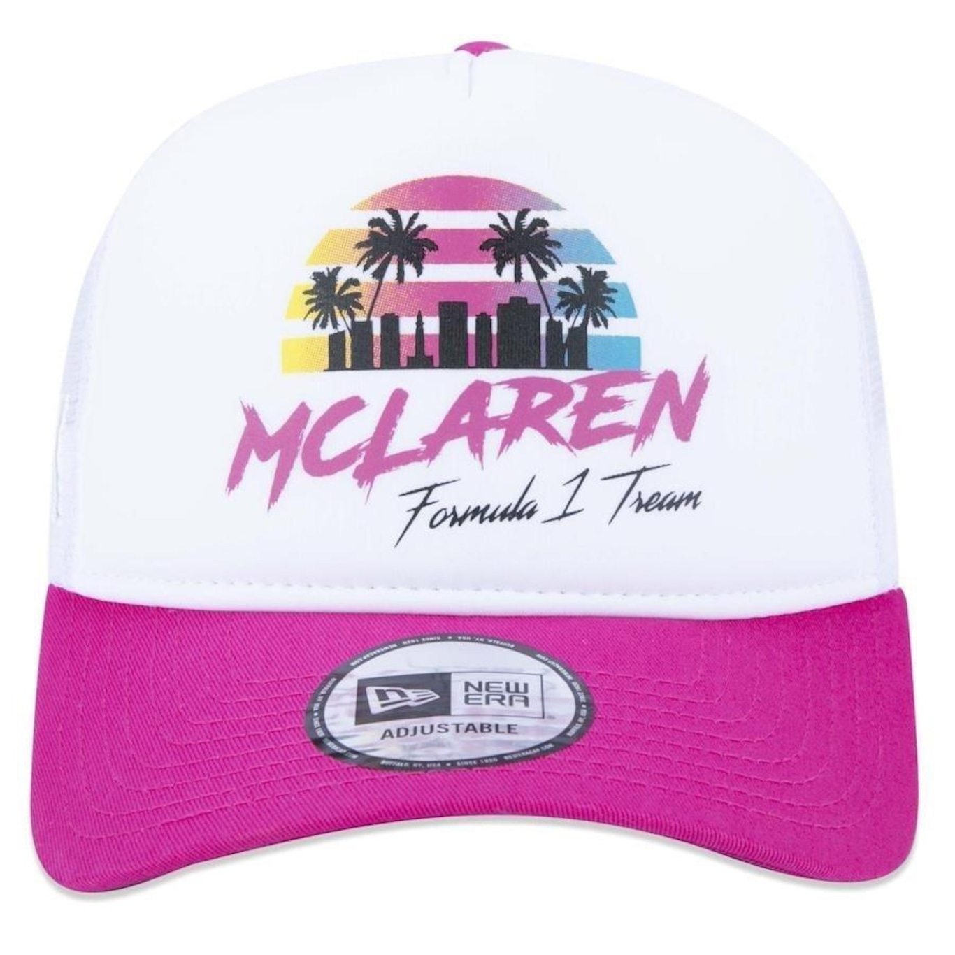 Boné Aba Curva New Era 9Forty A-Frame Trucker Oficial Mclaren F1 Team GP Miami - Ajustável - Adulto - Foto 2