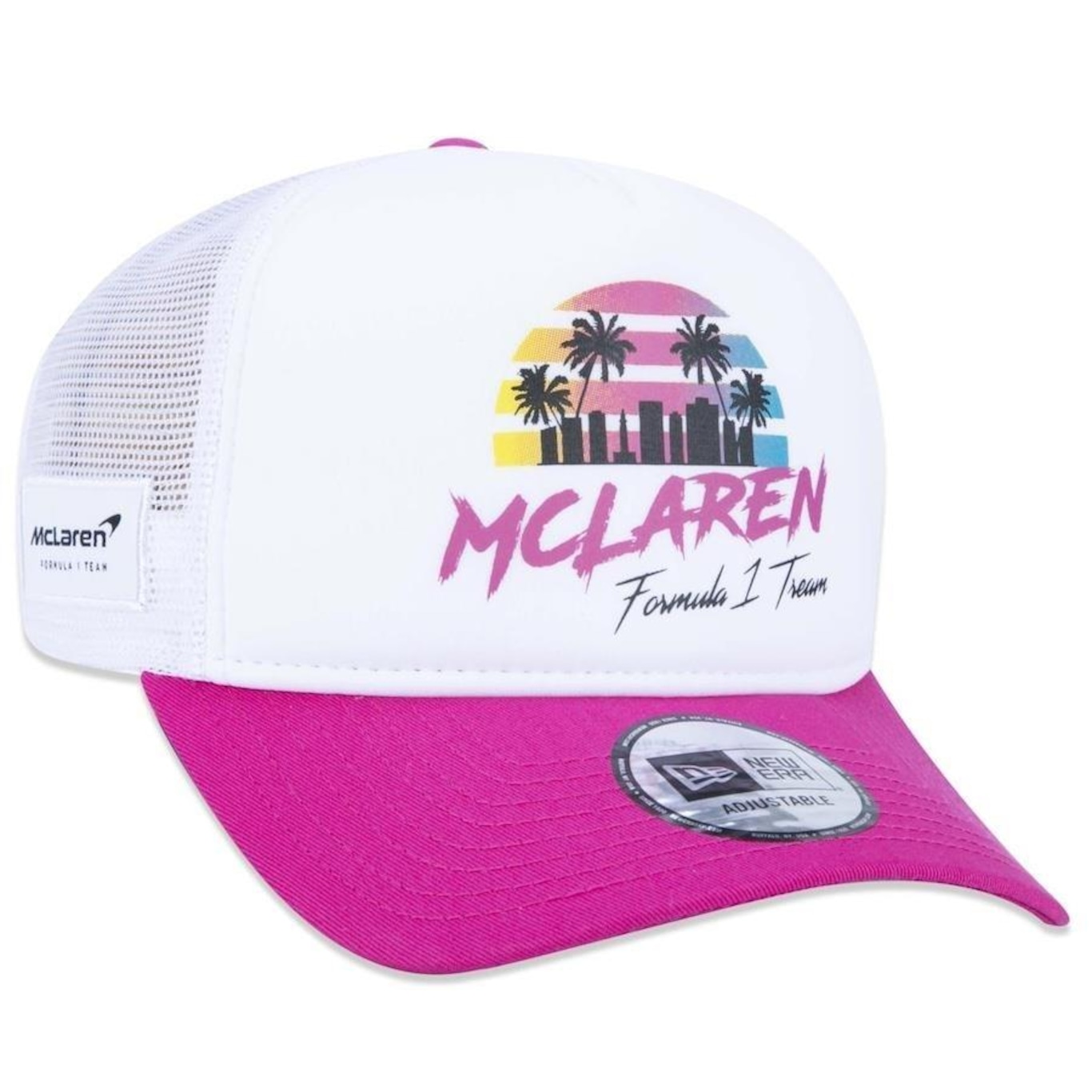 Boné Aba Curva New Era 9Forty A-Frame Trucker Oficial Mclaren F1 Team GP Miami - Ajustável - Adulto - Foto 3