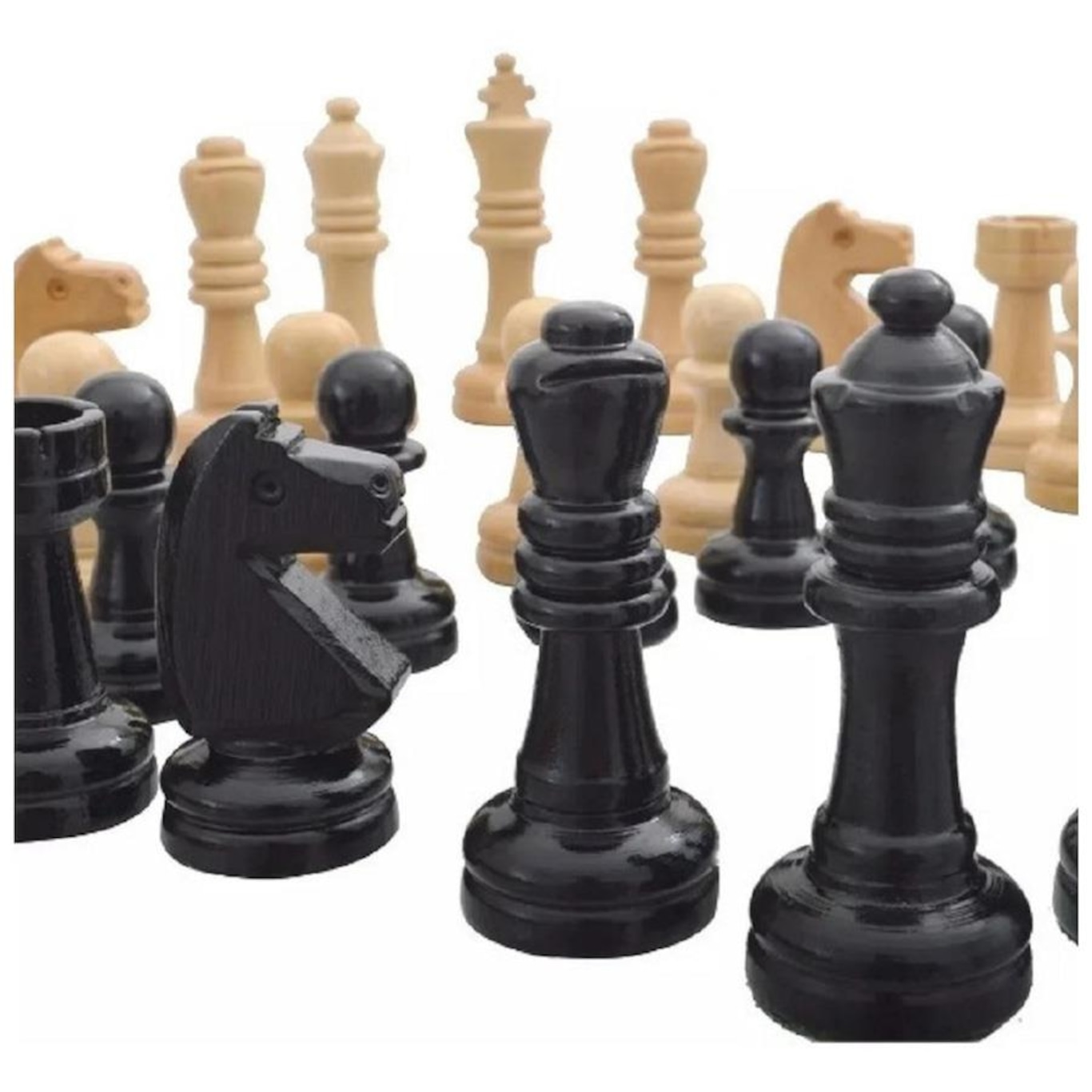 Jogo de xadrez tabuleiro em madeira casas 5x5 pecas rei 10cm