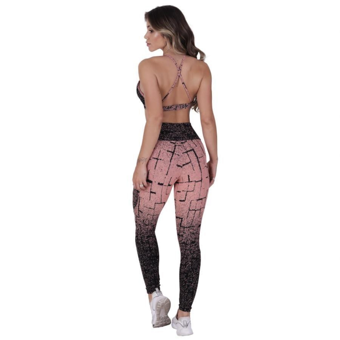 Conjunto Legging Fitness Orbiss Fitness Degrade Recortes e Top Tiras Bojo Poliamida - Feminino - Foto 3