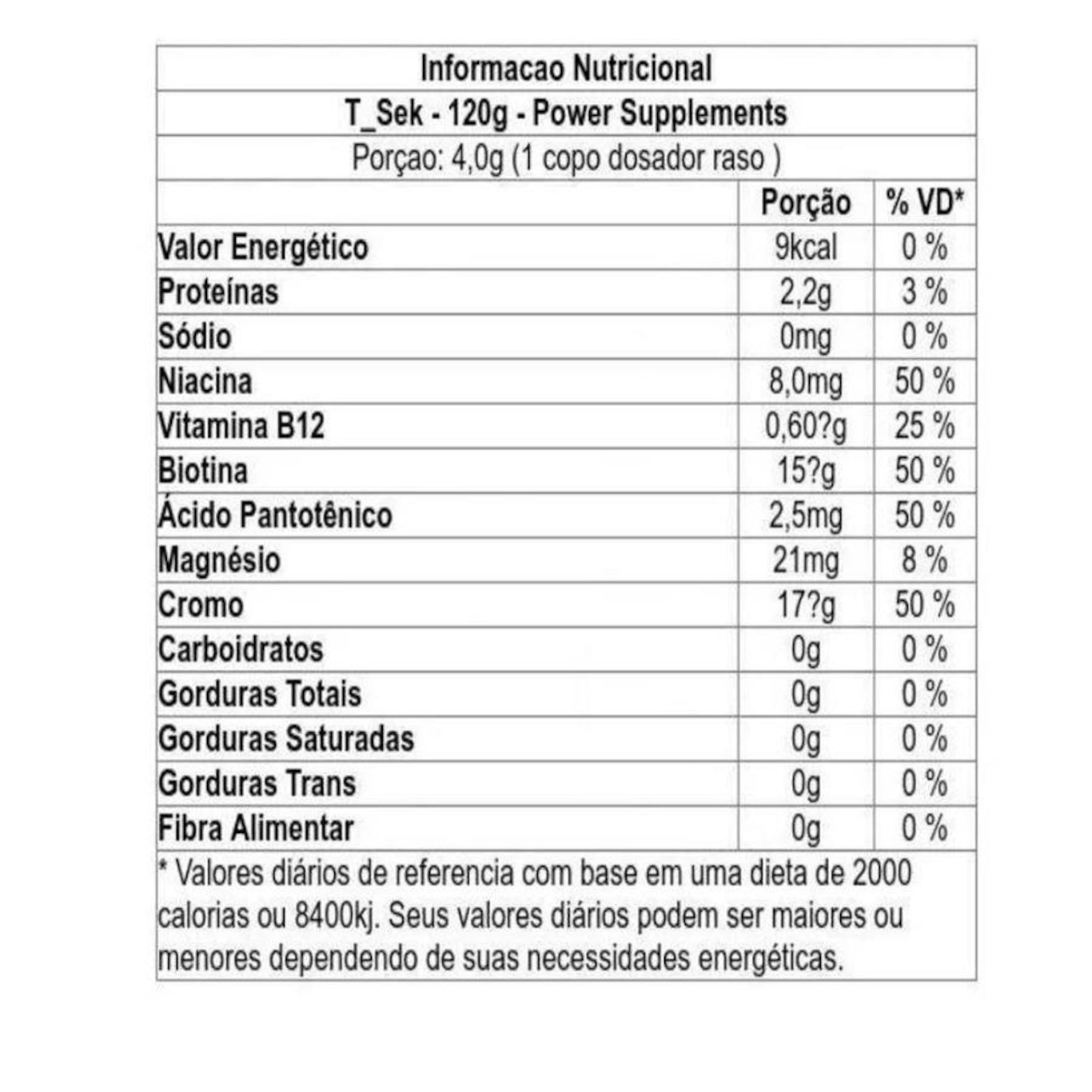 T-Sek Power Supplements - 120g - Foto 2