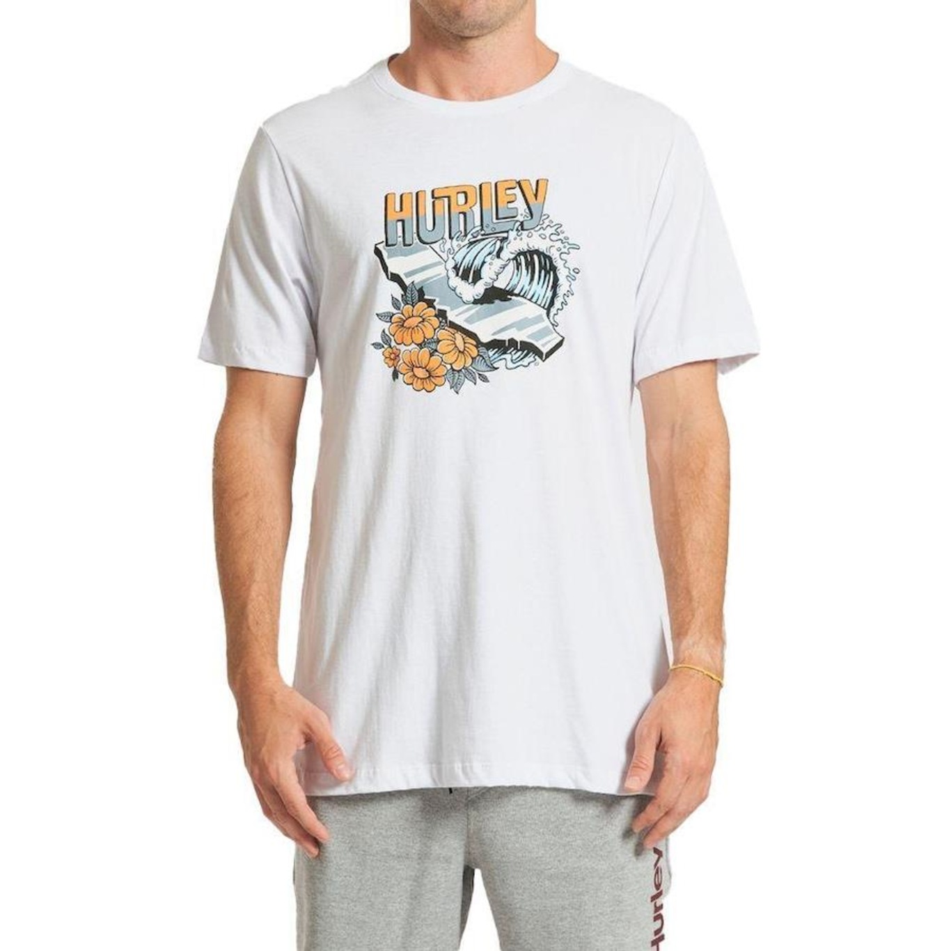 Camiseta Hurley Floral Wave - Masculina - Foto 1