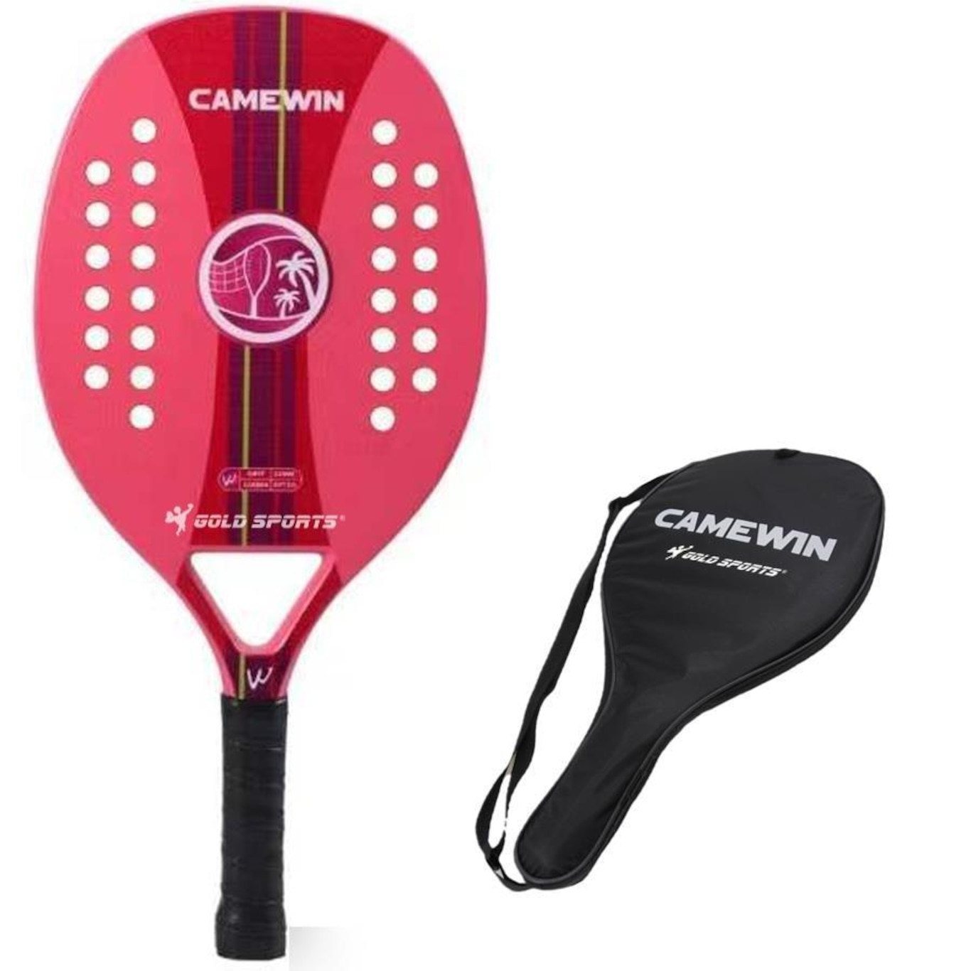 Raquete de Beach Tennis Gold Sports Female Advance Camewin II com Capa - Foto 1