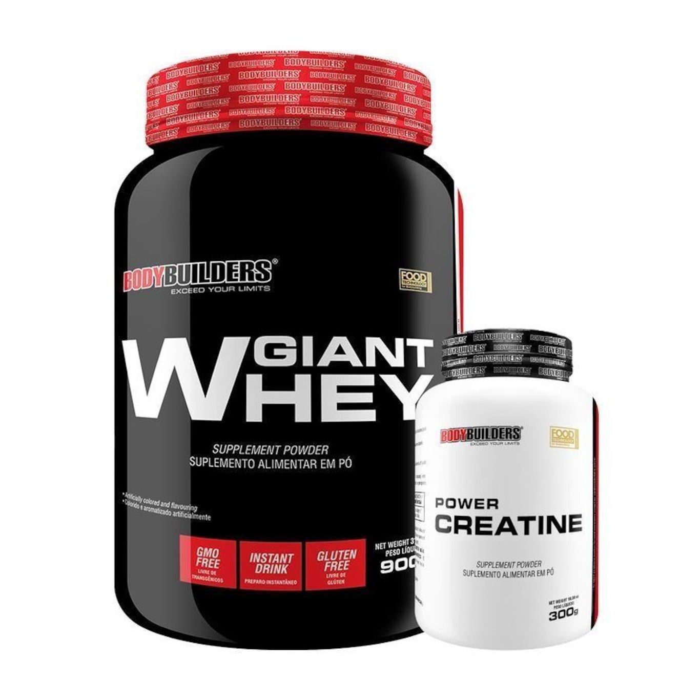 Kit Bodybuilders Giant Whey Protein Chocolate - 900g + Power Creatina - 300g - Foto 1