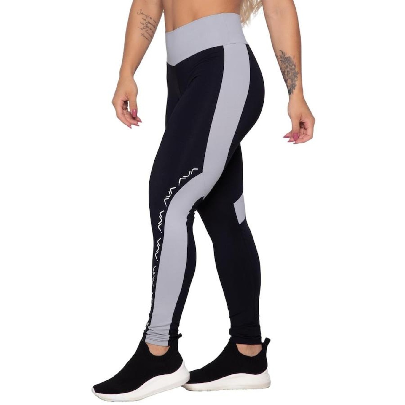 Calça Legging AVA Fitness Wear Suplex Preta com Recorte com Silk - Feminina - Foto 2