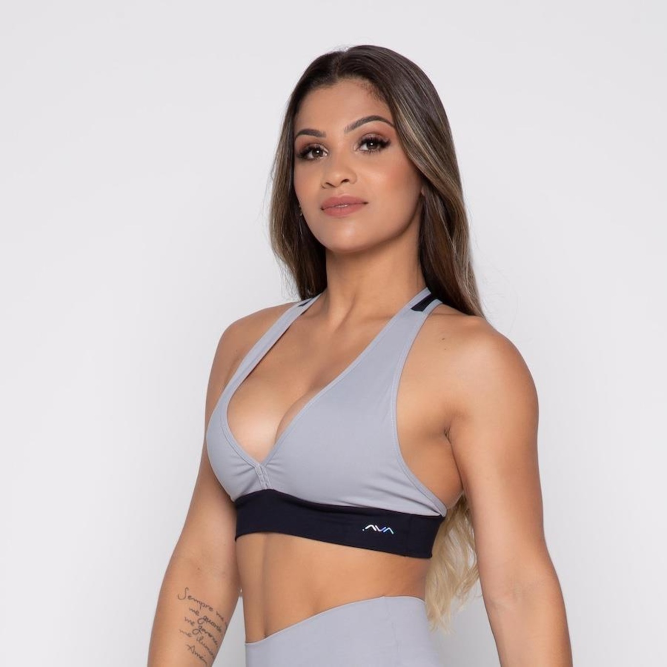 Top Fitness AVA Fitness Wear Suplex Polimida com Recorte - Adulto - Foto 2