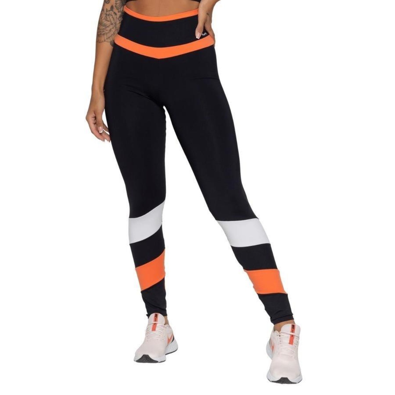 Calça Legging AVA Fitness Wear Suplex Recortes - Feminina - Foto 1