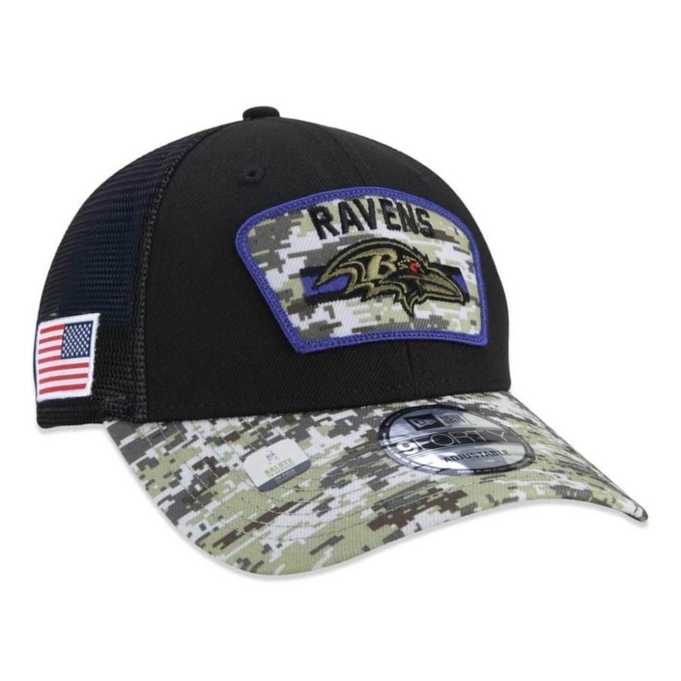 Boné Aba Curva New Era Baltimore Ravens 940 NFL21 Salute to Service - Snapback - Adulto - Foto 4