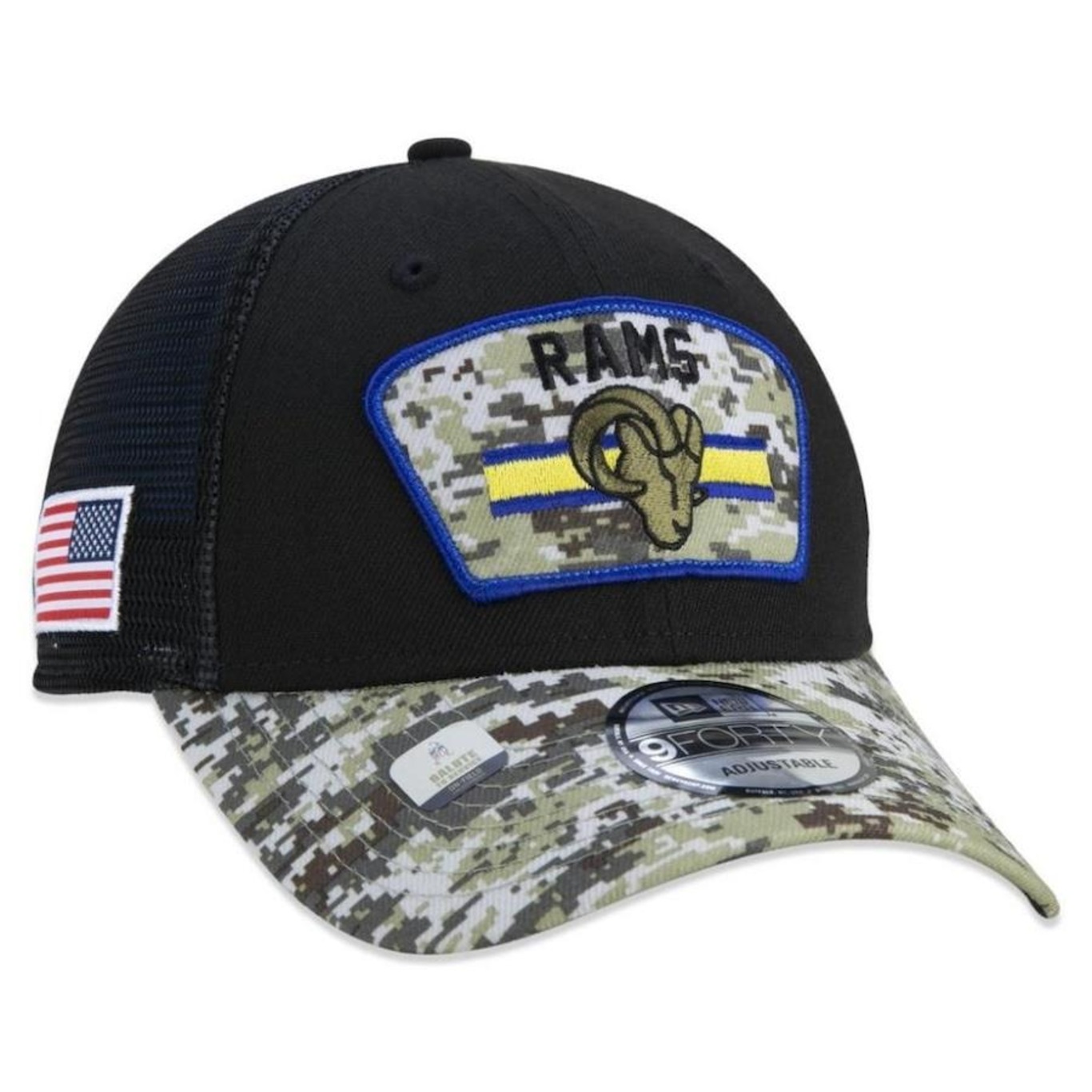 Boné Aba Curva New Era Los Angeles Rams 940 NFL21 Salute to Service - Snapback - Adulto - Foto 3