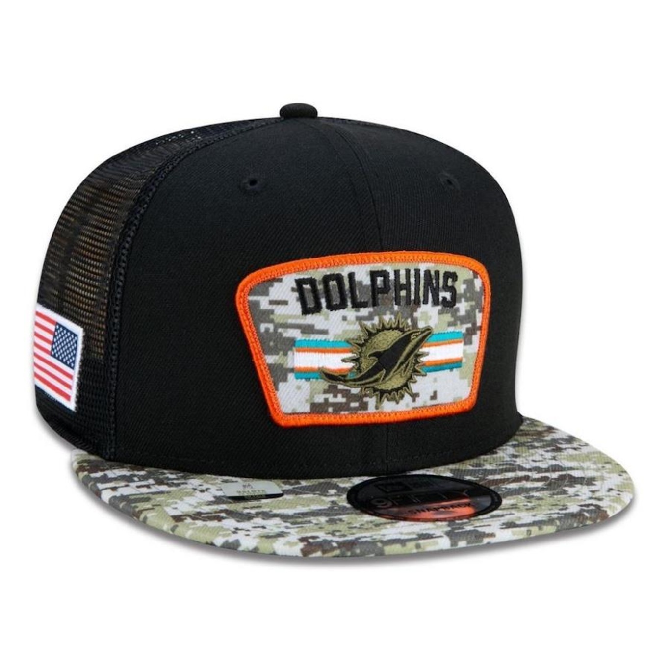 Boné Aba Reta New Era Miami Dolphins 950 NFL 21 Salute Service - Snapback - Adulto - Foto 4