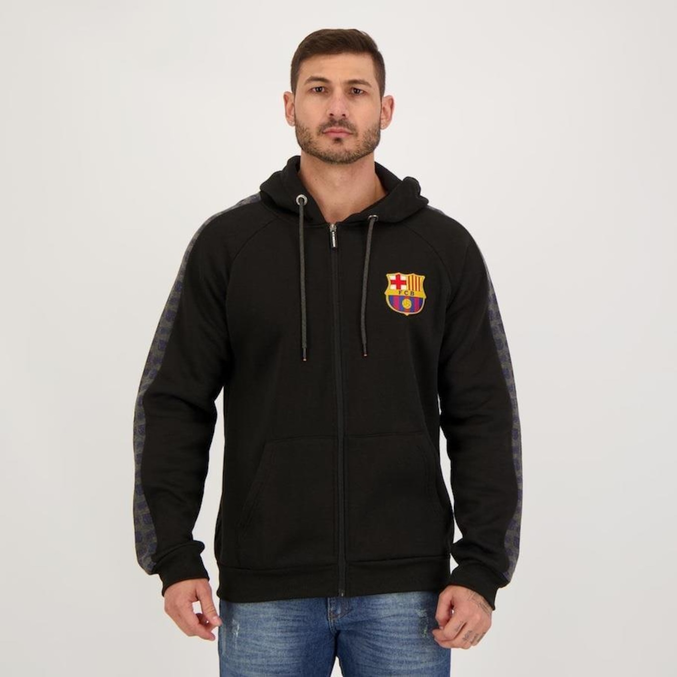 Jaqueta com Capuz Futfanatics Barcelona - Masculina - Foto 1