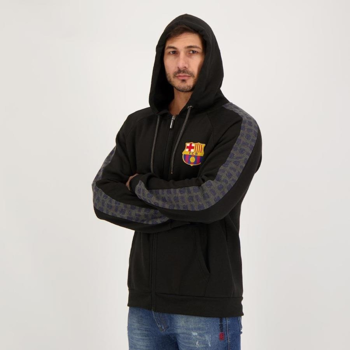 Jaqueta com Capuz Futfanatics Barcelona - Masculina - Foto 2