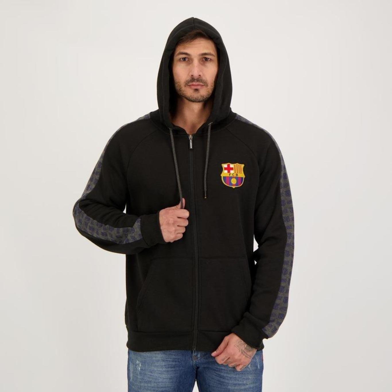 Jaqueta com Capuz Futfanatics Barcelona - Masculina - Foto 5