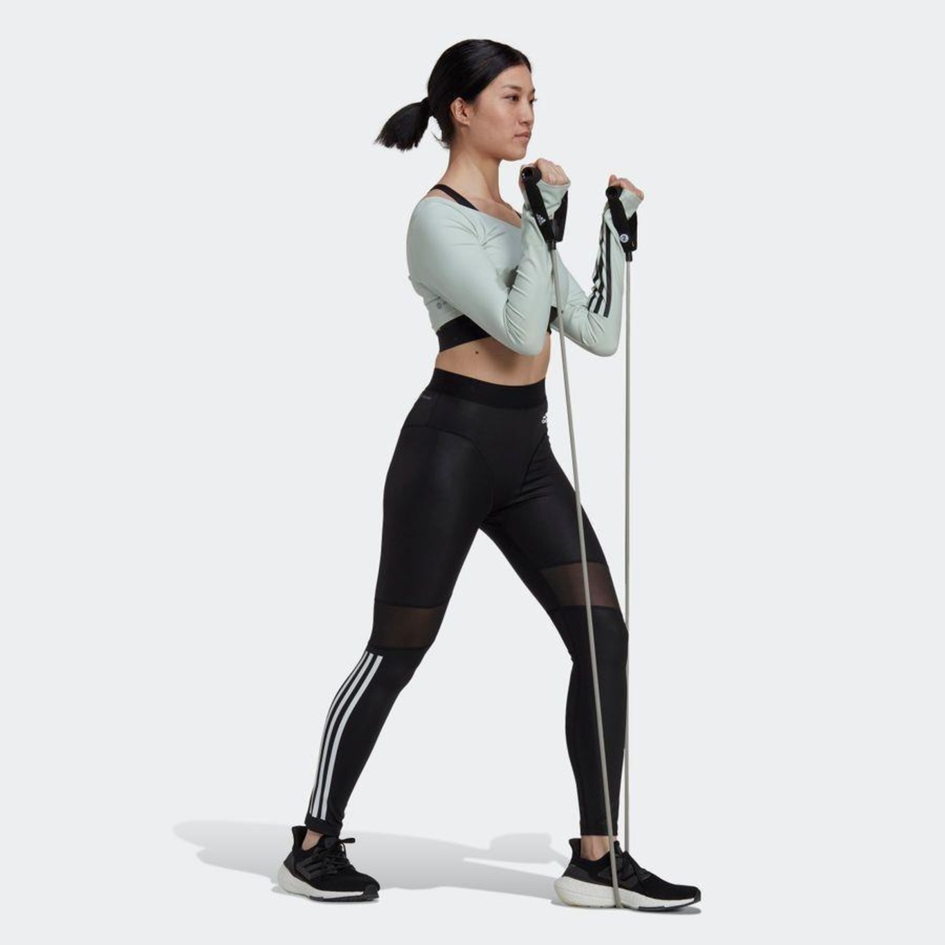 adidas Training 3 stripe leggings in black