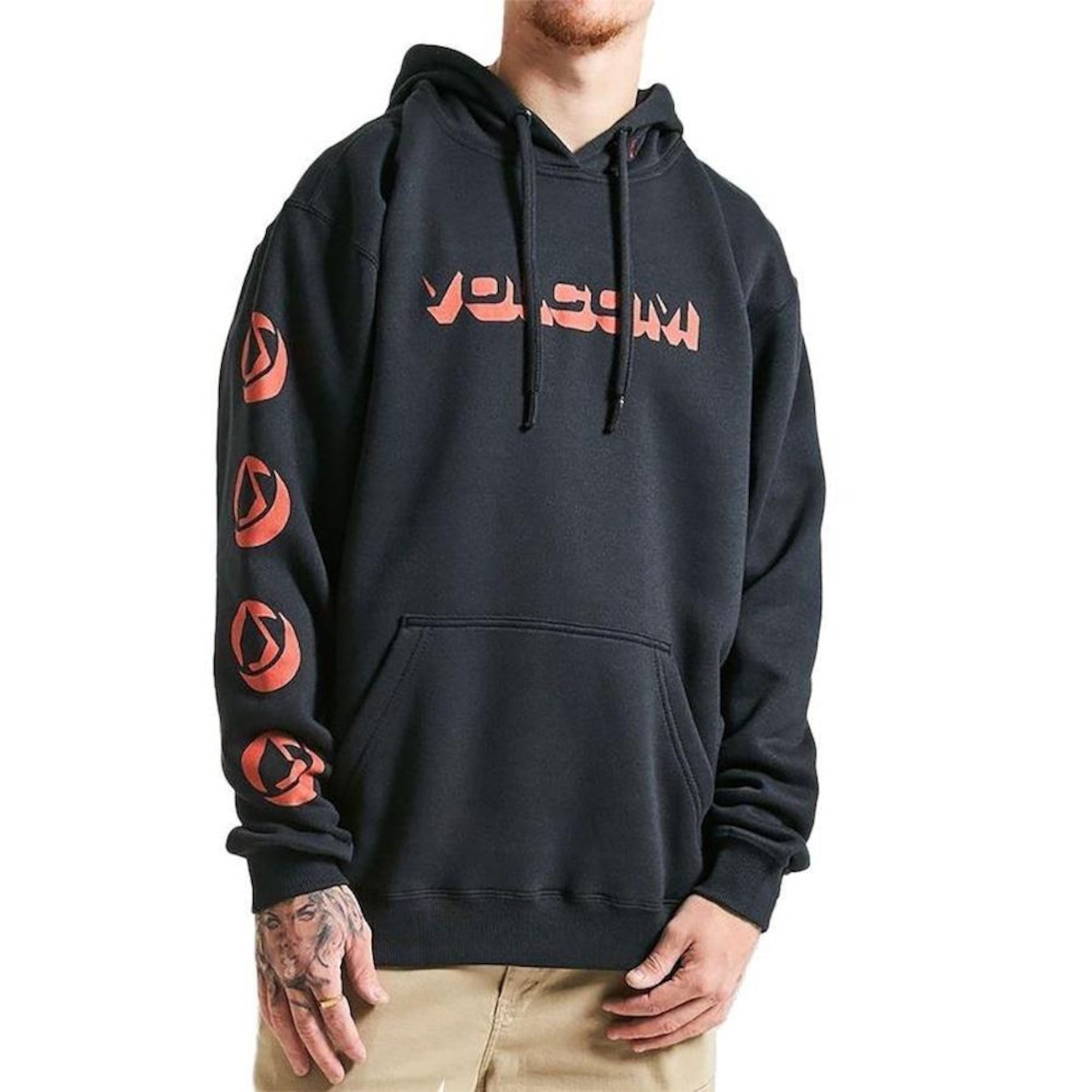 Blusão de Moletom com Capuz Volcom Canguru Stonedeep - Masculino - Foto 1