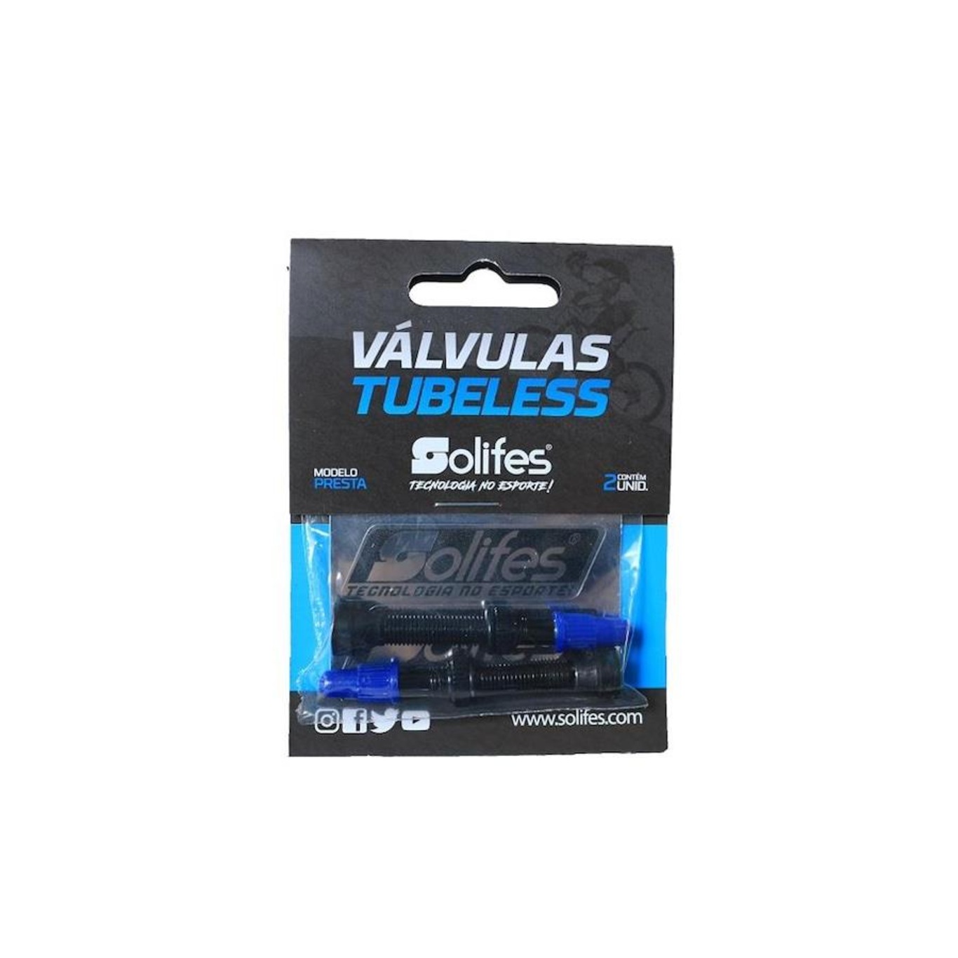 Válvula Tubeless Alumínio 46mm Solifes Presta Removível - Par - Foto 3