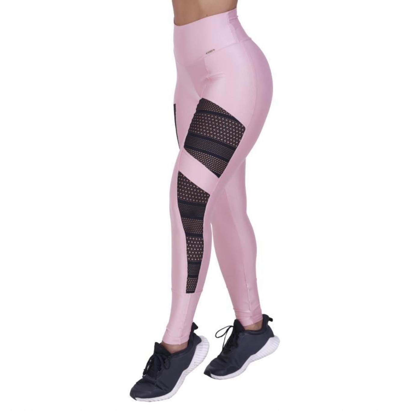 Calça Legging Orbis Fitness Recortes Modeladora Compressão Detalhes em Tela - Feminina - Foto 1