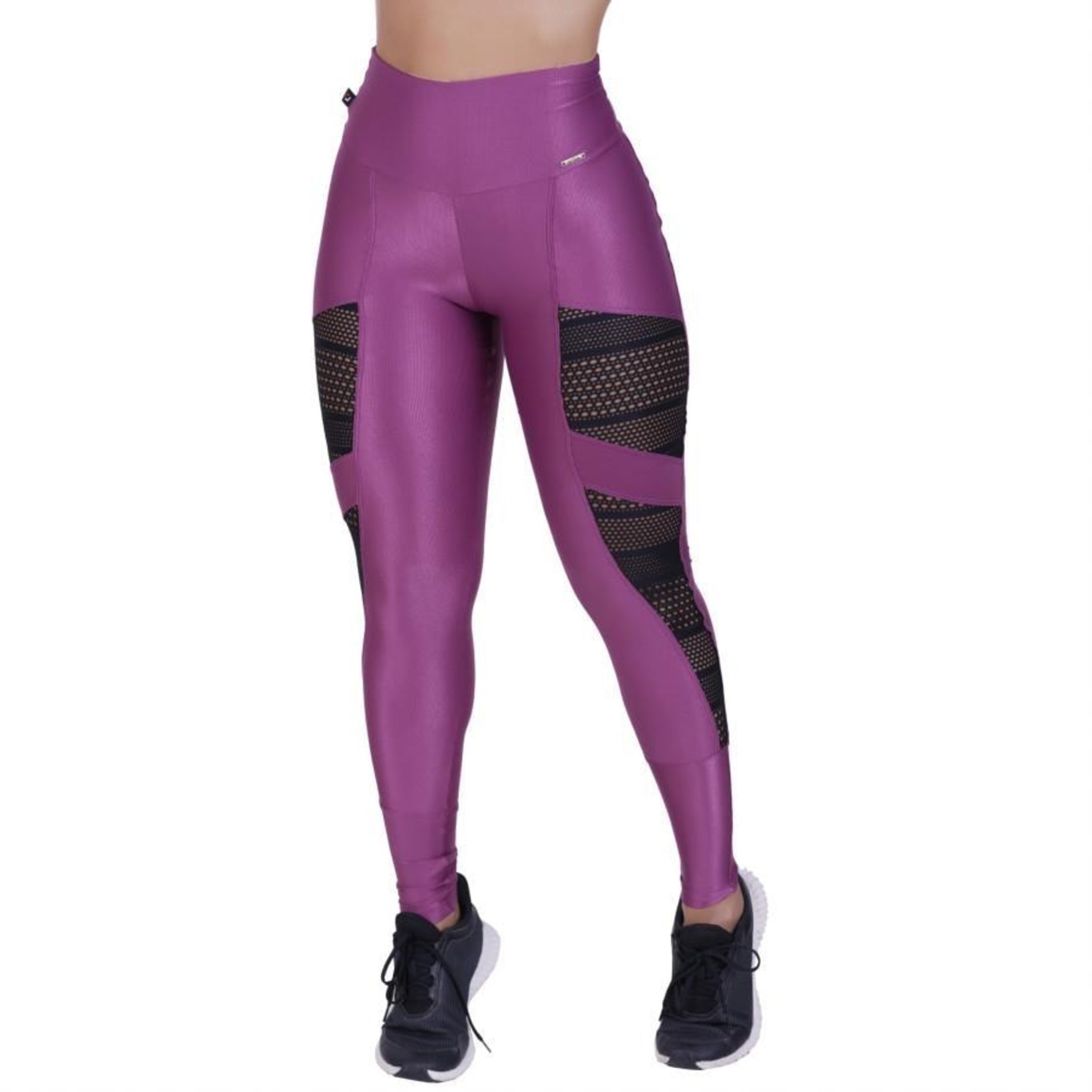 Calça Legging Orbis Fitness Recortes Modeladora Compressão Detalhes em Tela - Feminina - Foto 1